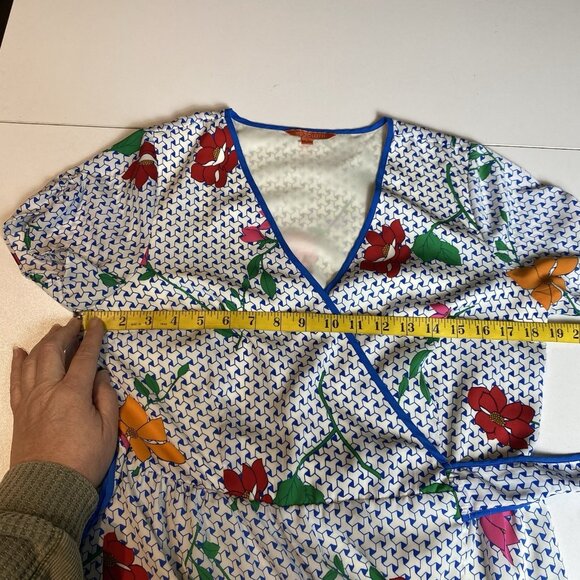 Modcloth Womens Dress Leave Delight On Floral Party Wrap Lined 80s Style Sz L - Picture 10 of 13